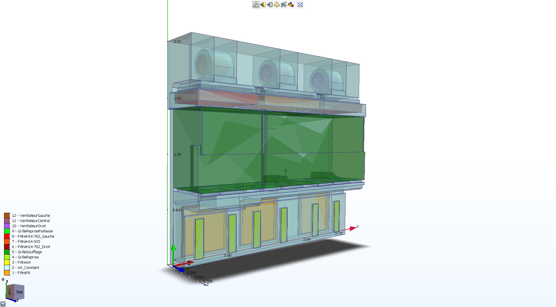Modèle 3D de la hotte à flux laminaires.